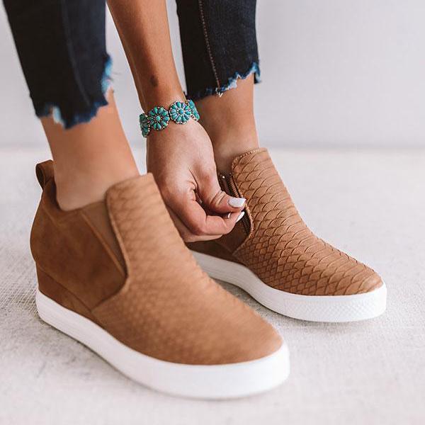 CD | Femei rotund Hollow Wedges Ankle Boots cu fermoar