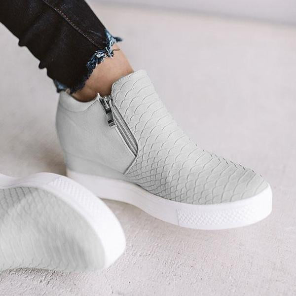 CD | Femei rotund Hollow Wedges Ankle Boots cu fermoar