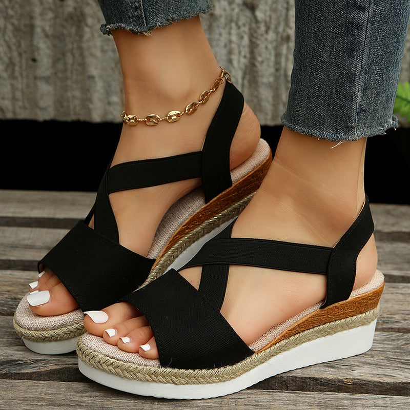 CD | sandale wedge curea cruce platforma gladiator