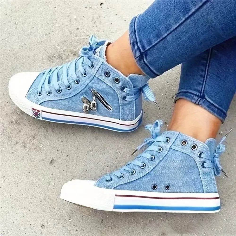 CD | Adidași din denim cu talpă albă