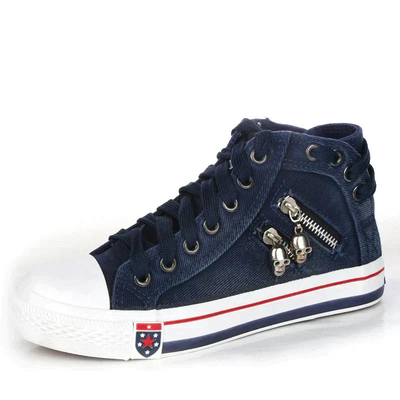 CD | Adidași din denim cu talpă albă