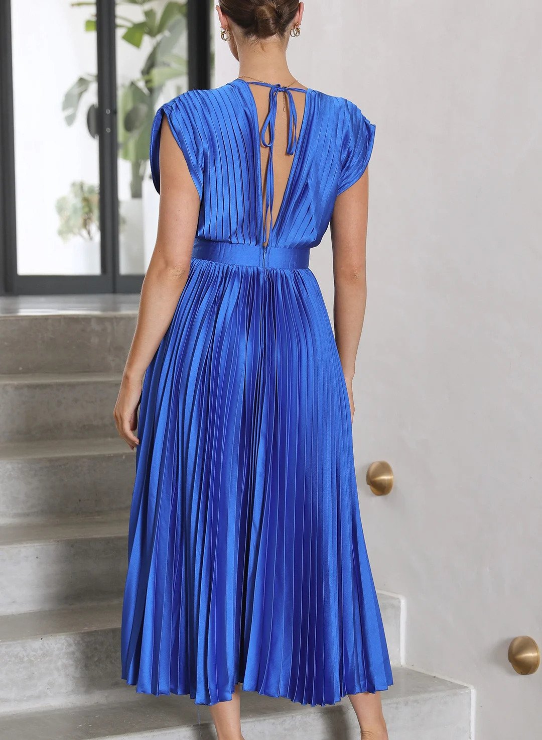 CD | Rochie maxi monocoloră cu mâneci scurte