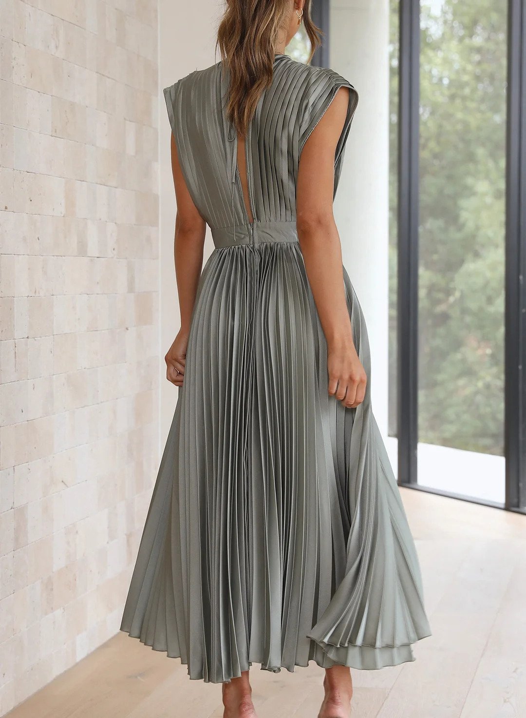 CD | Rochie maxi monocoloră cu mâneci scurte