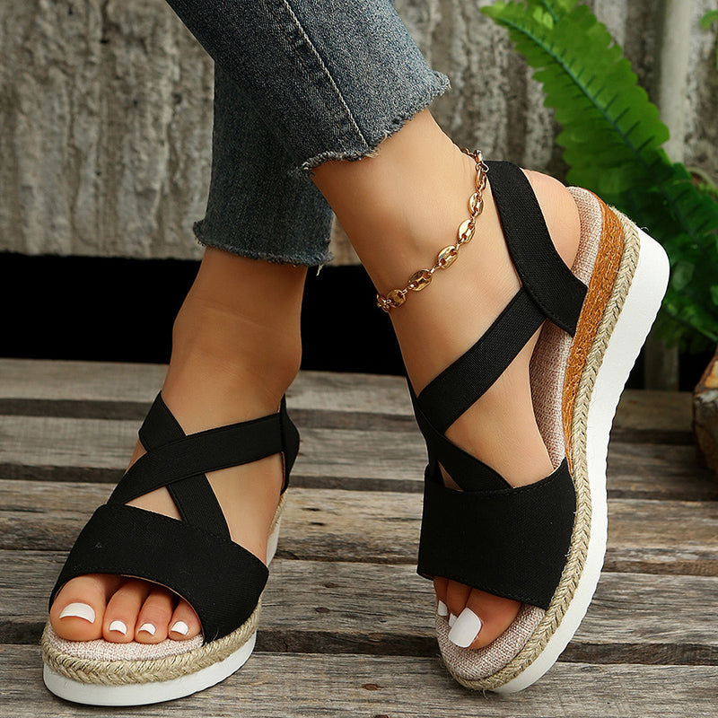 CD | sandale wedge curea cruce platforma gladiator
