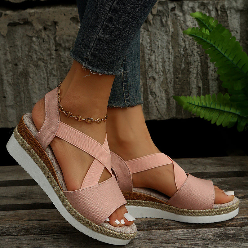 CD | sandale wedge curea cruce platforma gladiator
