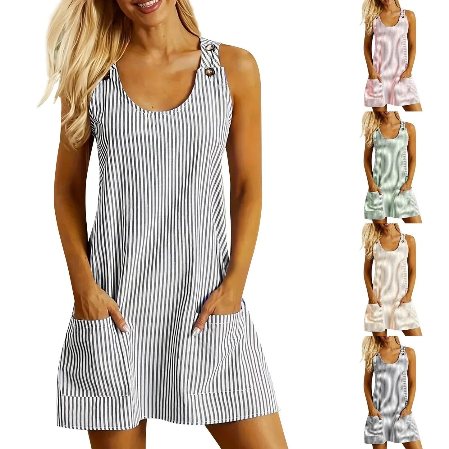 CD | Rochie mini texturată cu bretele în dungi