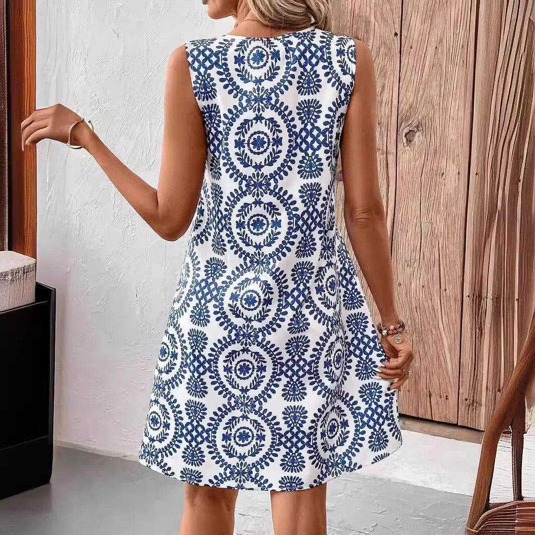 CD | Boho Vintage Rochie mini fără mâneci