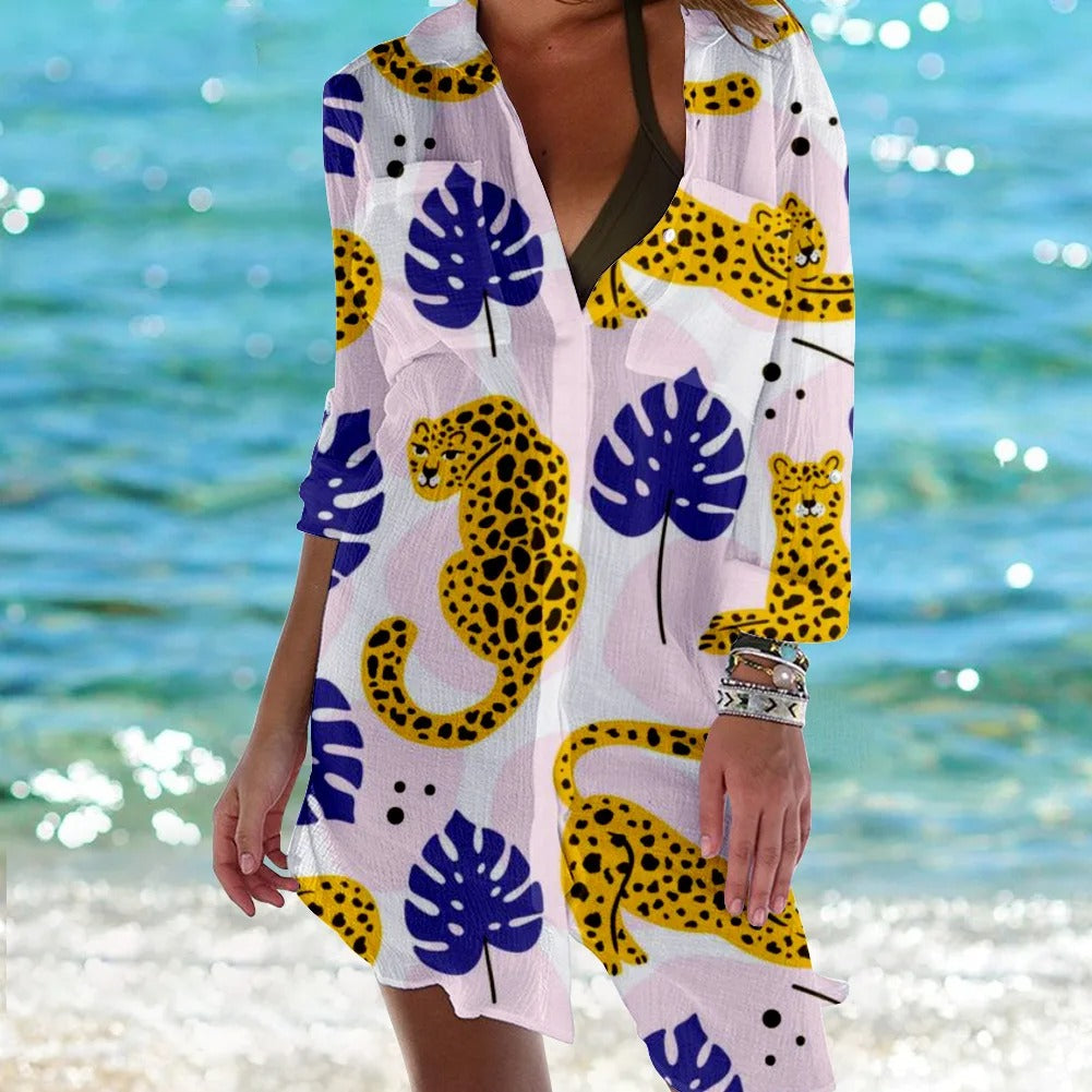 CD | Rochie mini cu imprimeu tropical