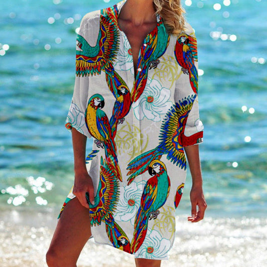 CD | Rochie mini cu imprimeu tropical