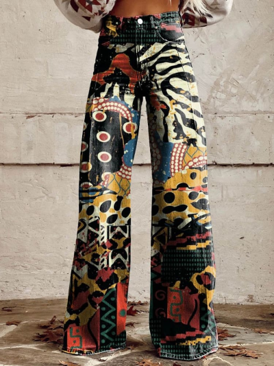 CD | Pantaloni artistici cu talie înaltă pentru femei