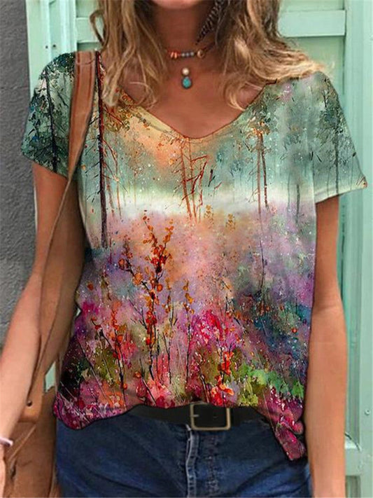 CD | Tricou cu mânecă scurtă cu imprimeu floral