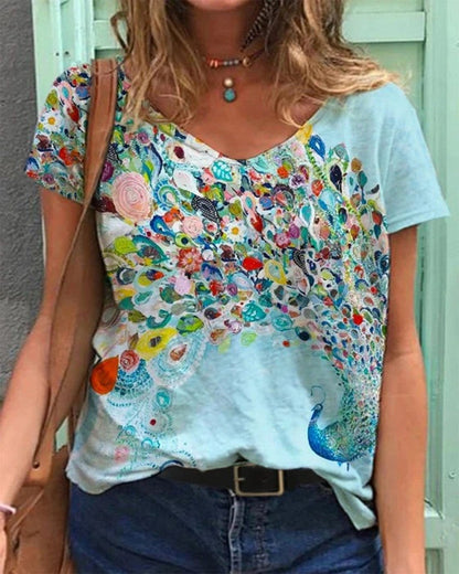 CD | Tricou cu mânecă scurtă cu imprimeu floral