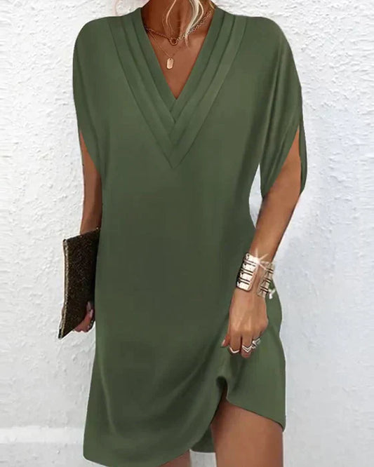 CD | Elegant plisat rochie mini de vară cu decolteu V