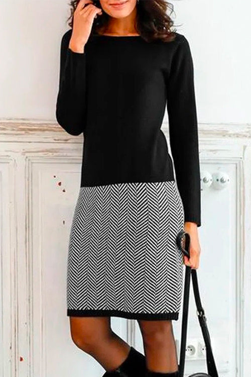 CD | Rochie mini elegantă tricotată în două culori