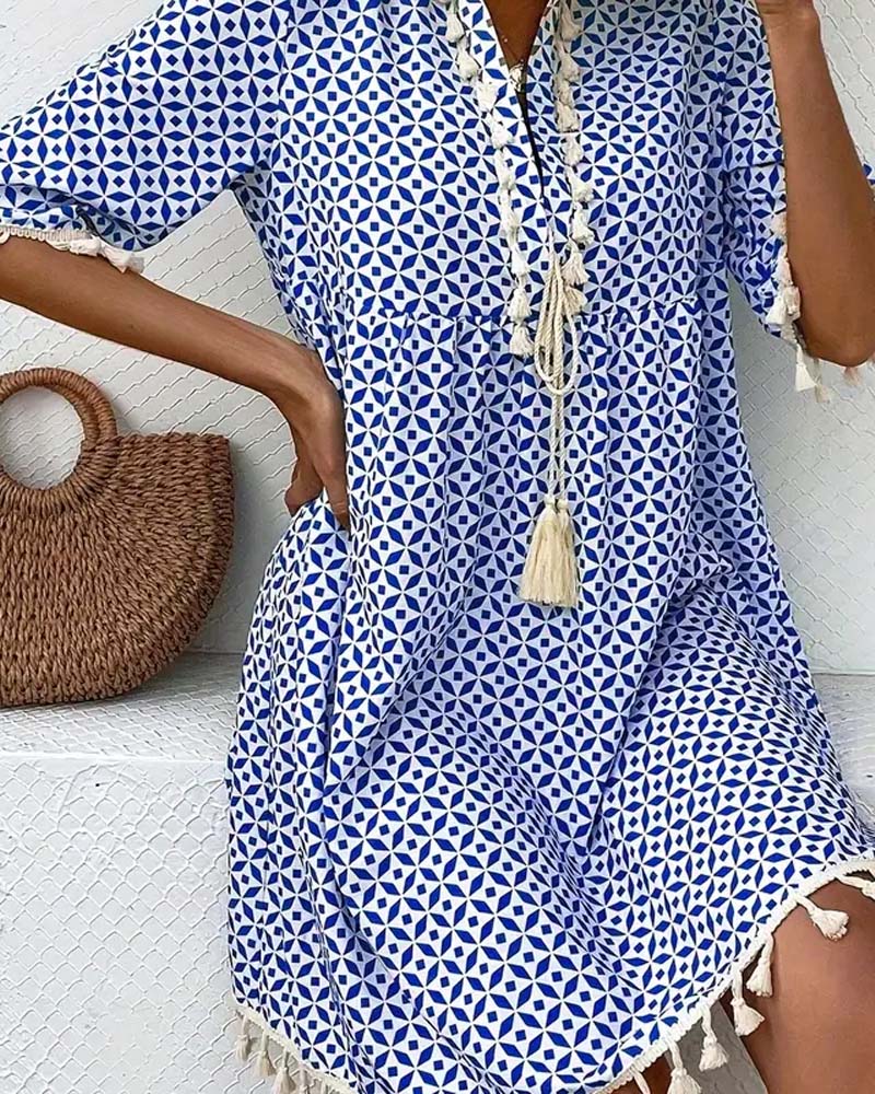 CD | Tania - Rochie mini cu mânecă scurtă groovy albastru