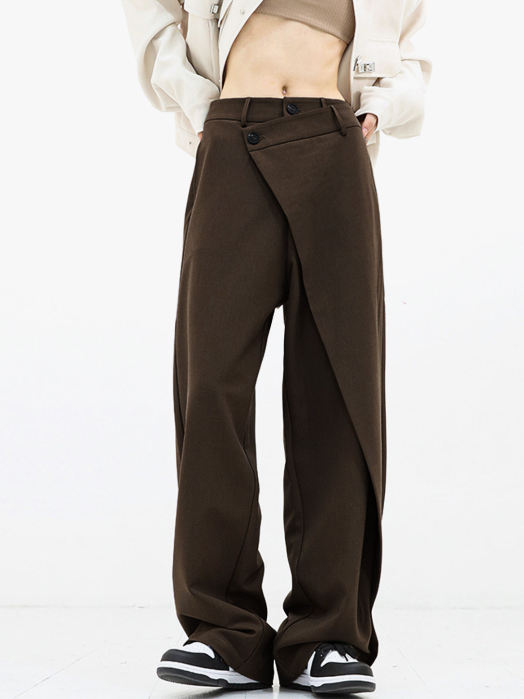 CD | Pantaloni asimetrici trendy cu picioare late