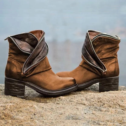 CD | Botine elegante, pliabile, cu închidere cu fermoar