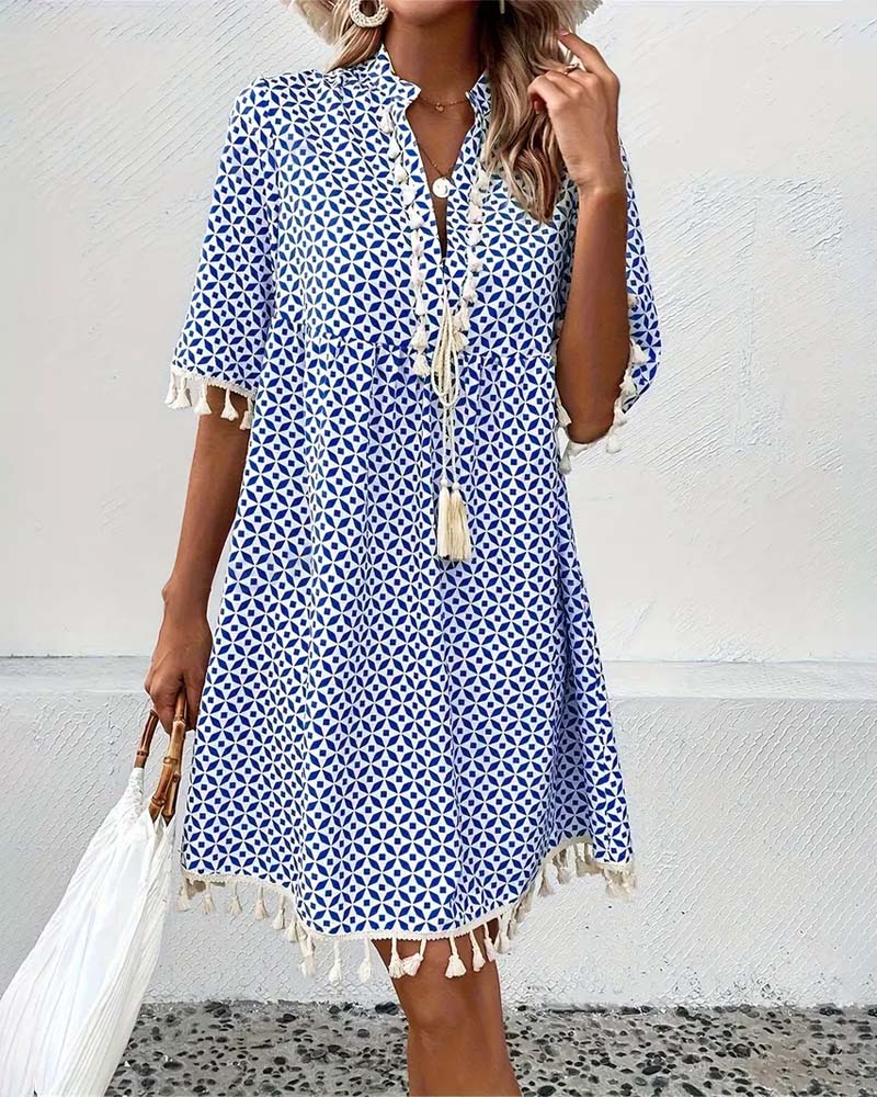 CD | Tania - Rochie mini cu mânecă scurtă groovy albastru