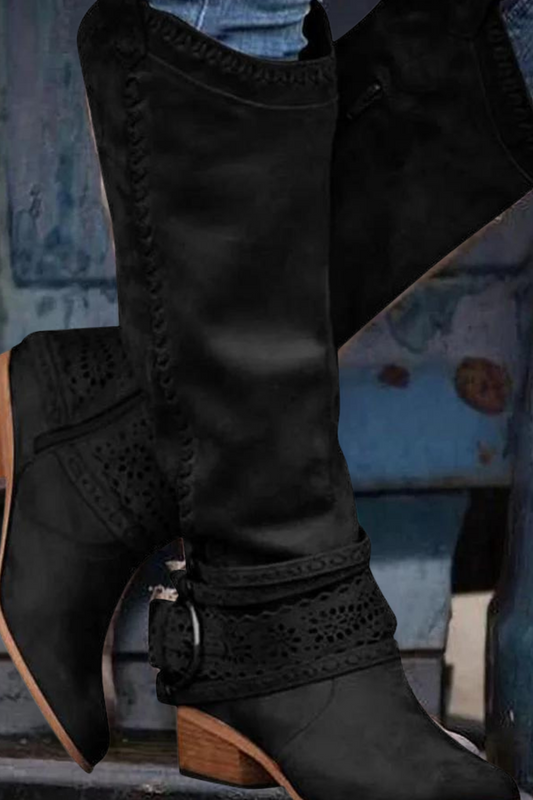 CD | Cizme western boho până la genunchi