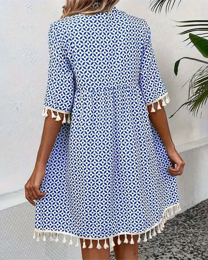 CD | Tania - Rochie mini cu mânecă scurtă groovy albastru