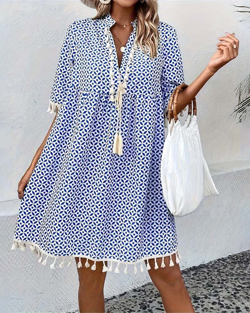 CD | Tania - Rochie mini cu mânecă scurtă groovy albastru