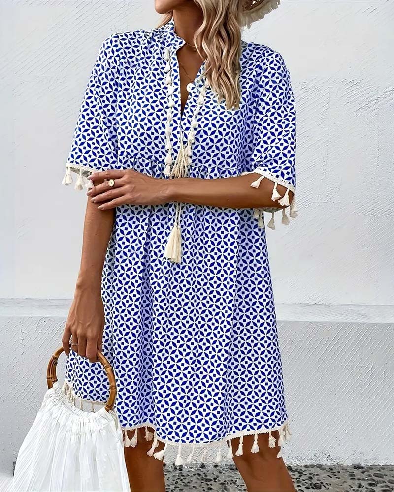 CD | Tania - Rochie mini cu mânecă scurtă groovy albastru