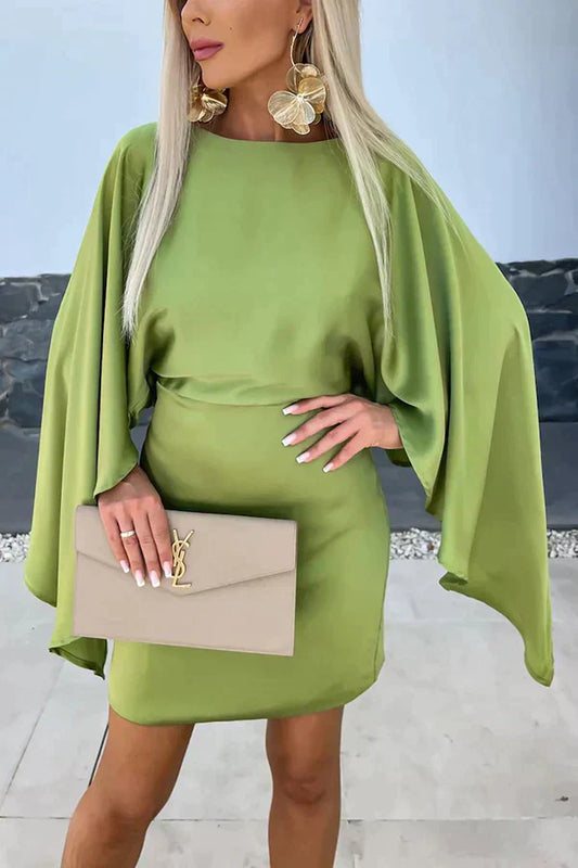 CD | Sahara -Frumoasă rochie mini din satin cu mâneci fluture