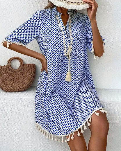 CD | Tania - Rochie mini cu mânecă scurtă groovy albastru