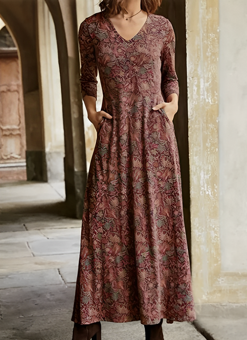 CD | Rochie lungă cu model vintage