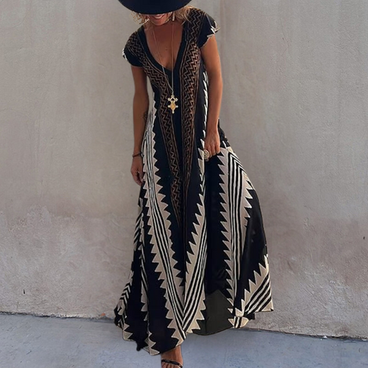 CD | Rochie maxi geometrică în stil boem