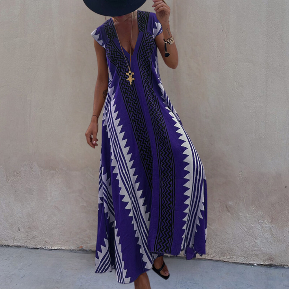 CD | Rochie maxi geometrică în stil boem