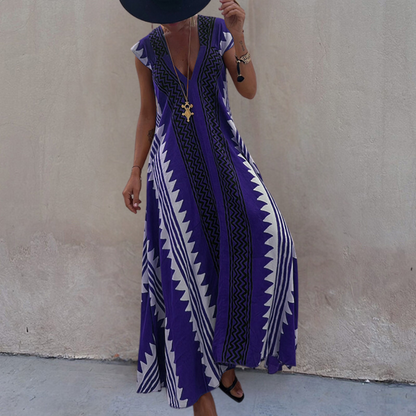 CD | Rochie maxi geometrică în stil boem