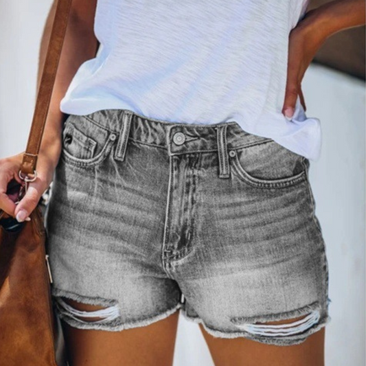 CD | Pantaloni scurți de vară din denim pentru femei cu franjuri jucăușe