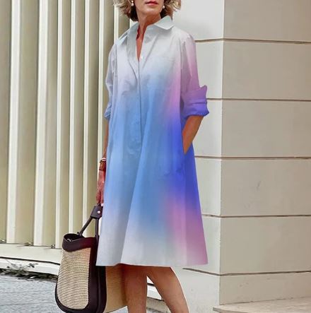 CD | Rochie cămașă cu gradient de culoare pentru femei