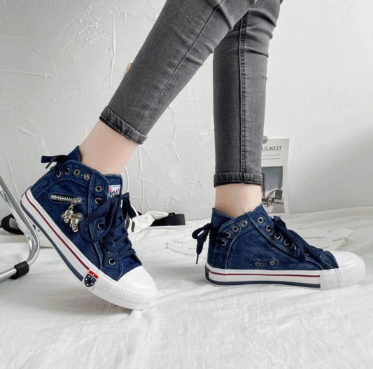 CD | Adidași din denim cu talpă albă