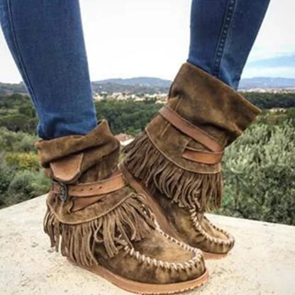 CD | Cizme mocasin cu franjuri Boho