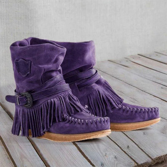 CD | Cizme mocasin cu franjuri Boho