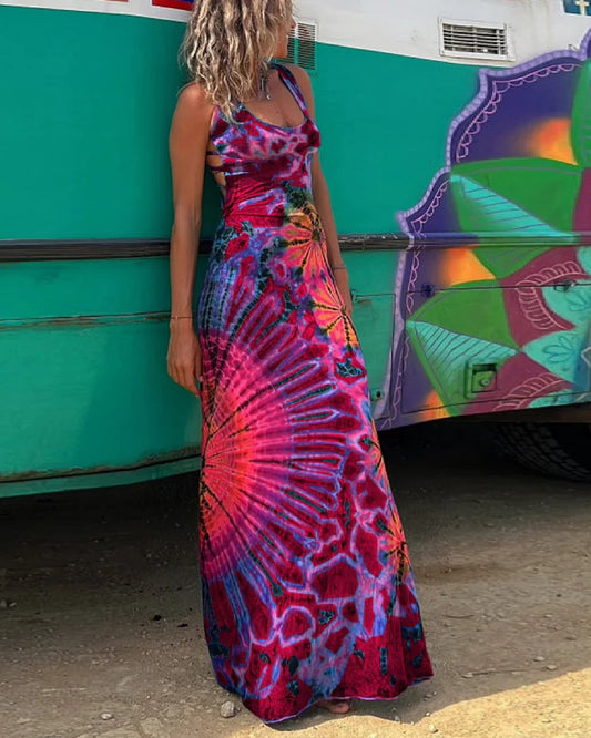 CD | Rochie maxi cu dantelă și model batik