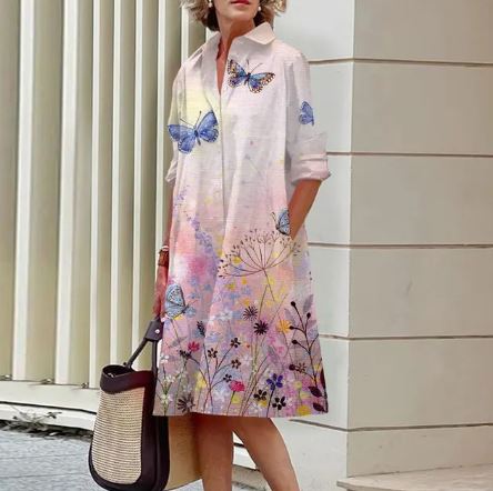 CD | Rochie elegantă cu model floral încrețit