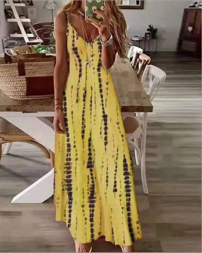 CD | Casual imprimate Maxi Spaghete curea rochii pentru femei V-Neck Backless A-Line rochie lungă Moda Boemian Style Beach Vestidos