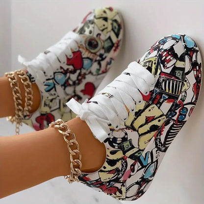 CD | Adidași high-top cu imprimeu graffiti
