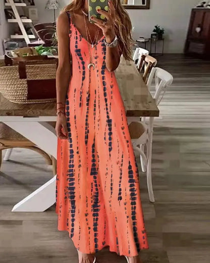 CD | Casual imprimate Maxi Spaghete curea rochii pentru femei V-Neck Backless A-Line rochie lungă Moda Boemian Style Beach Vestidos