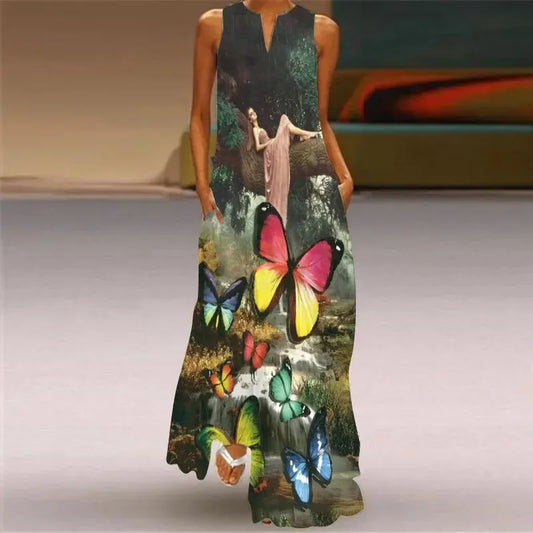CD | Rochie lungă cu model retro