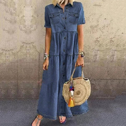 CD | Rochie maxi elegantă în stil denim