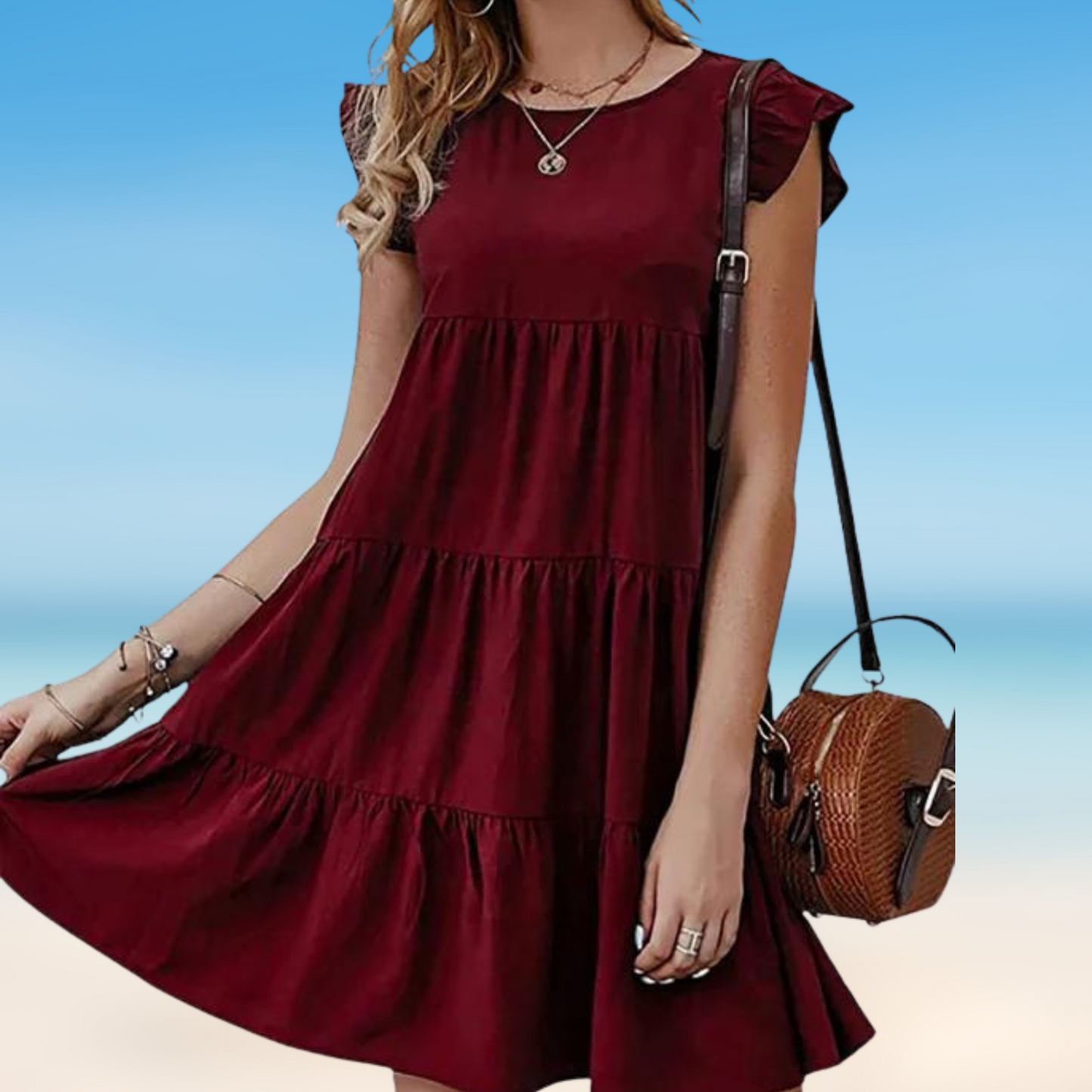 CD | Odella- Rochie mini elegantă cu volane