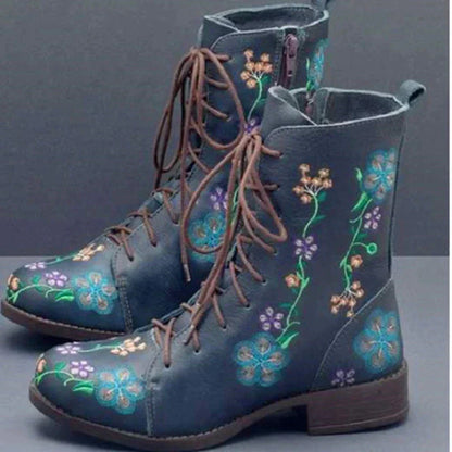 CD | Casual florale dantelă-up cizme