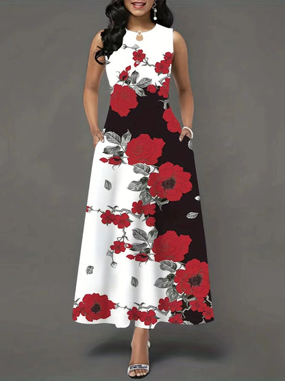 CD | New Casual Rochie lungă fără mâneci Femei imprimate Boemian Retro Maxi Rochii