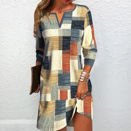 CD | Rochie mini casual cu decolteu în V și mâneci lungi