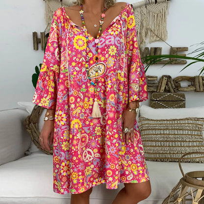 CD | plus Dimensiune rochie pentru femei Loose trimestru de vară Floral Rochie Mini Doamnelor Print Trei plus Dimensiune pantaloni formali Costume pentru femei