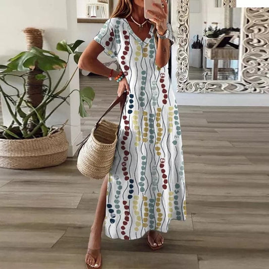 CD | Rochie maxi colorată cu decolteu în V